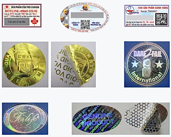Các loại tem chống giả phổ biến hiện nay.
